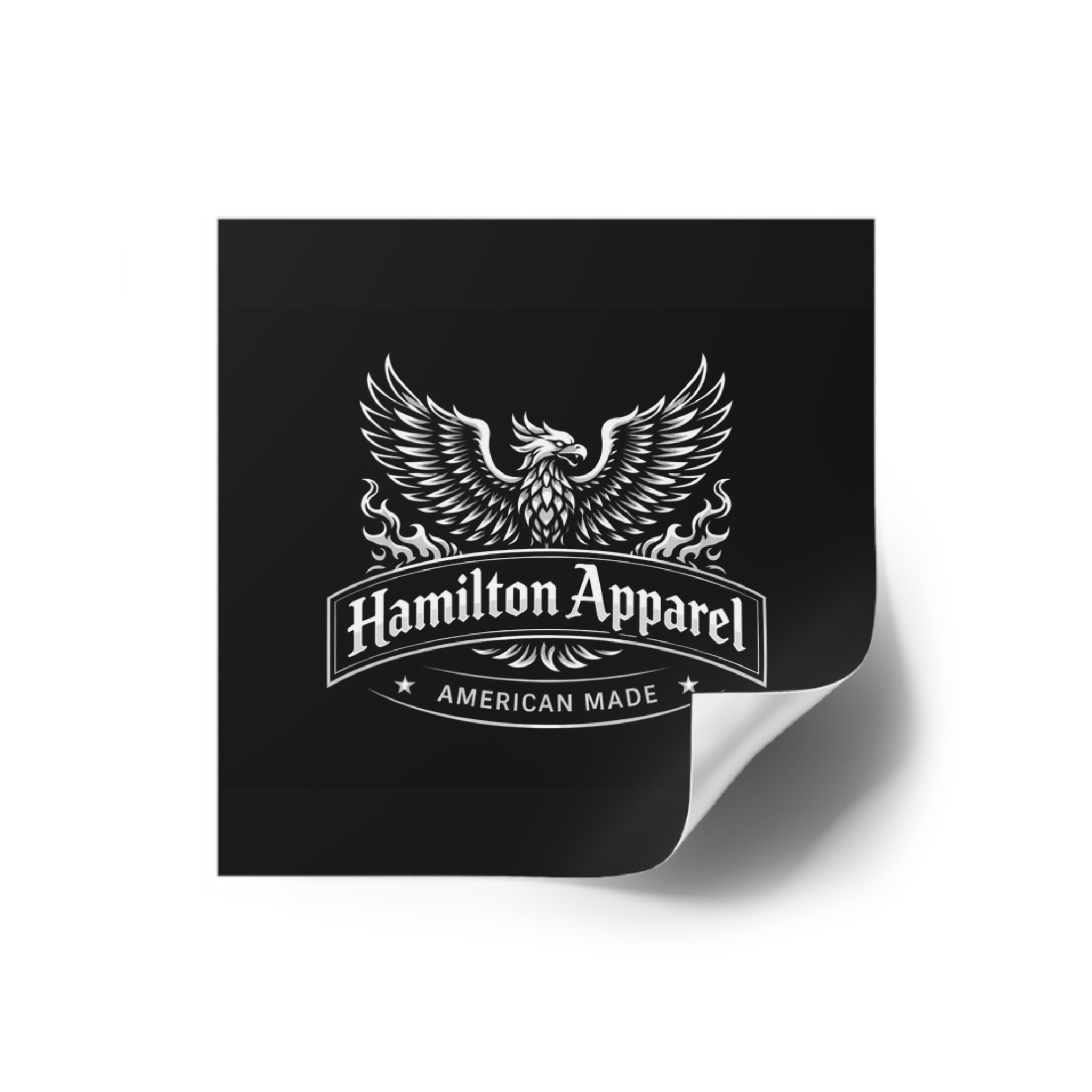 Square Sticker — Hamilton Apparel 'American Made' Phoenix Logo (Indoor/Outdoor)