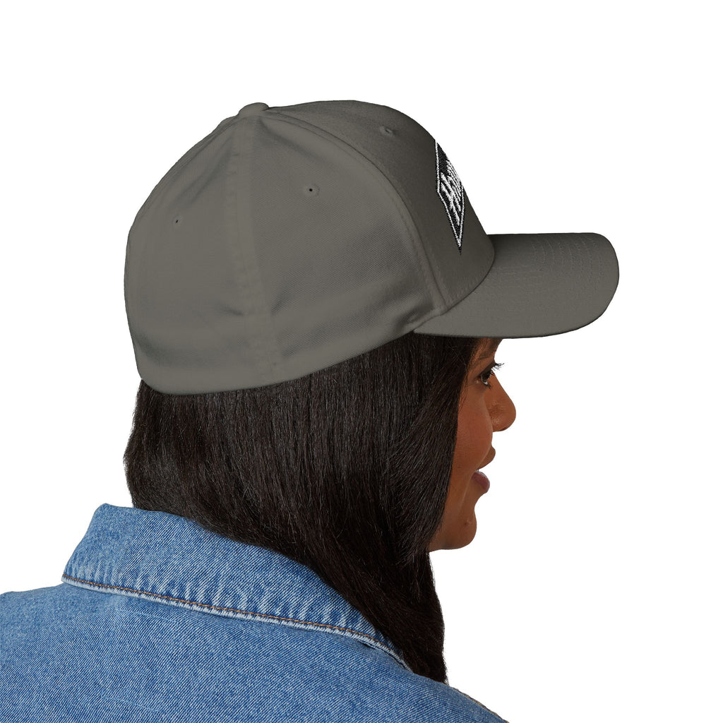 Hamilton Apparel Embroidered Curved Patch Cap — White Structured Closed-Back Hat