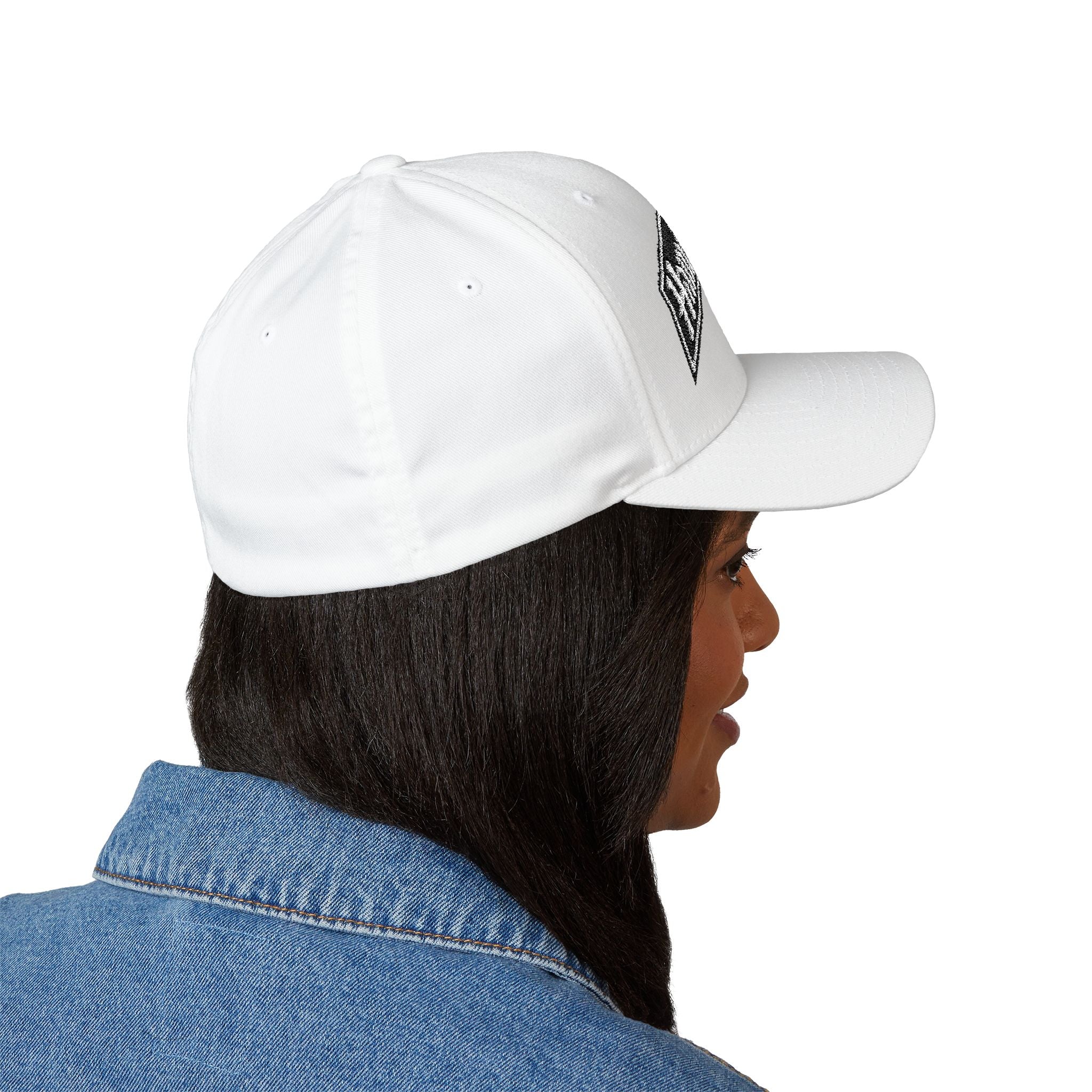 Hamilton Apparel Embroidered Curved Patch Cap — White Structured Closed-Back Hat