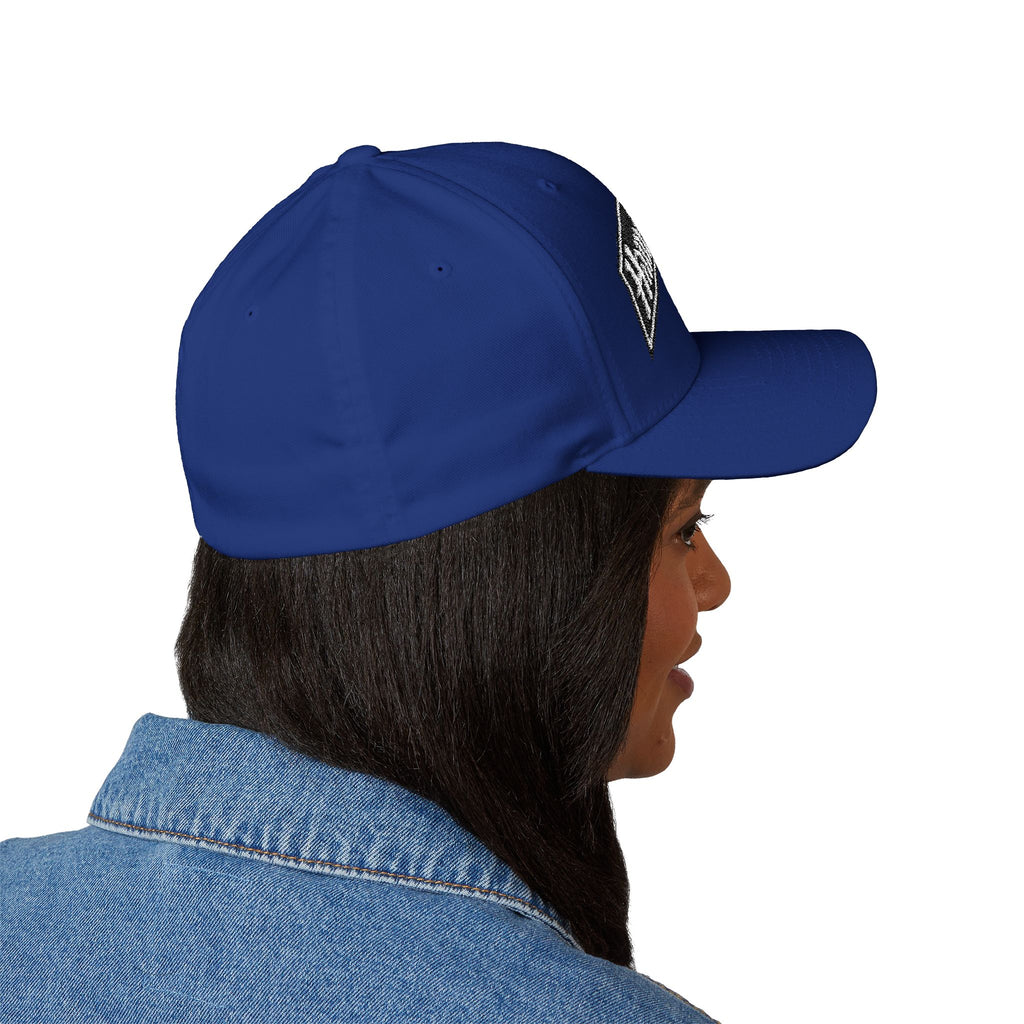 Hamilton Apparel Embroidered Curved Patch Cap — White Structured Closed-Back Hat