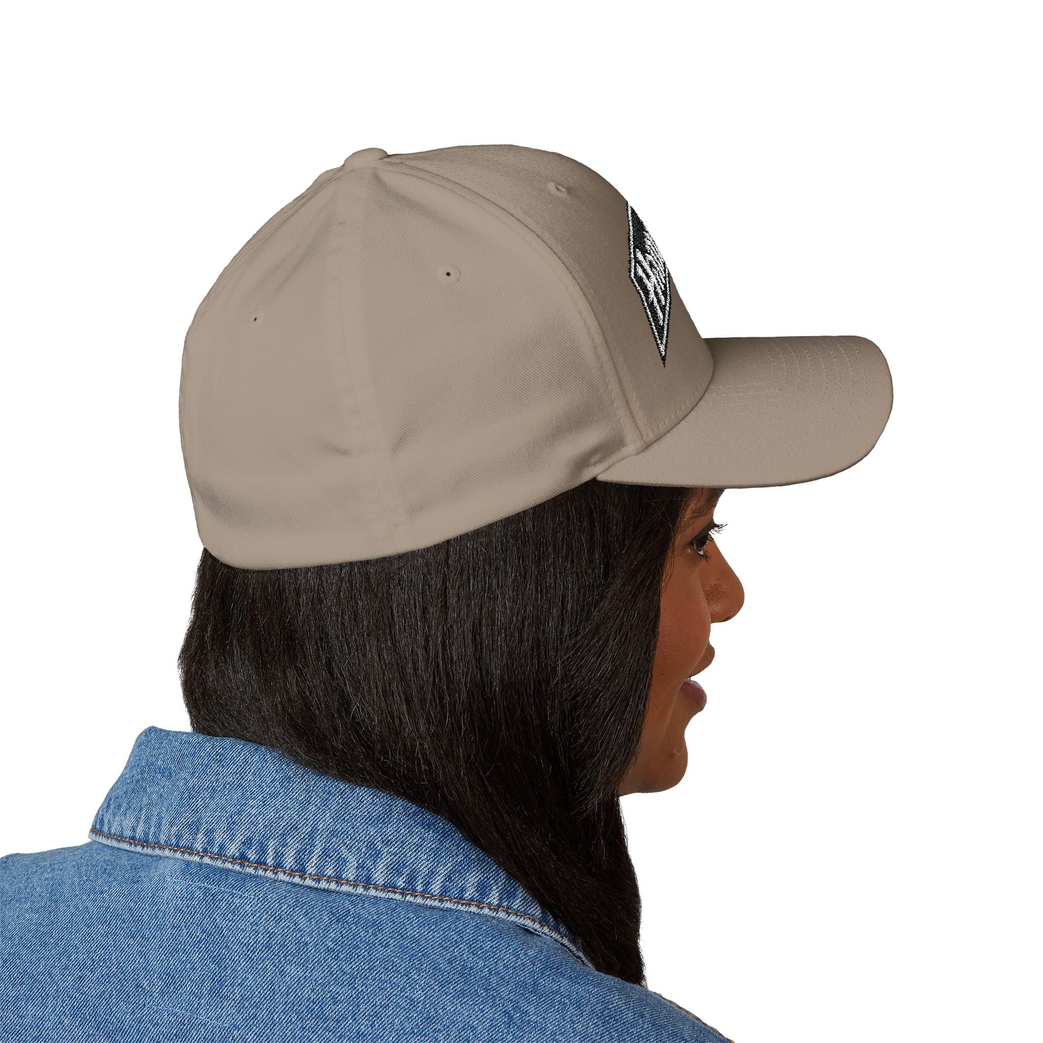 Hamilton Apparel Embroidered Curved Patch Cap — White Structured Closed-Back Hat