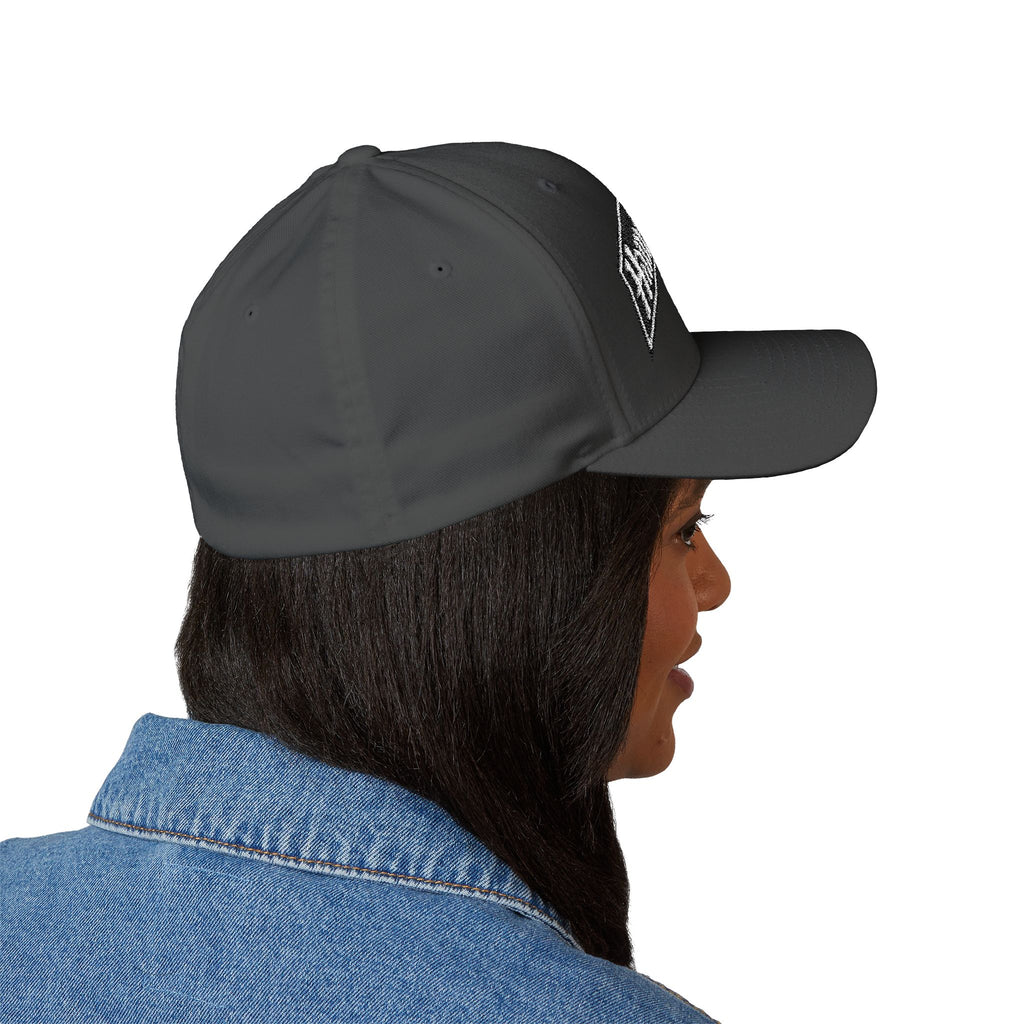 Hamilton Apparel Embroidered Curved Patch Cap — White Structured Closed-Back Hat