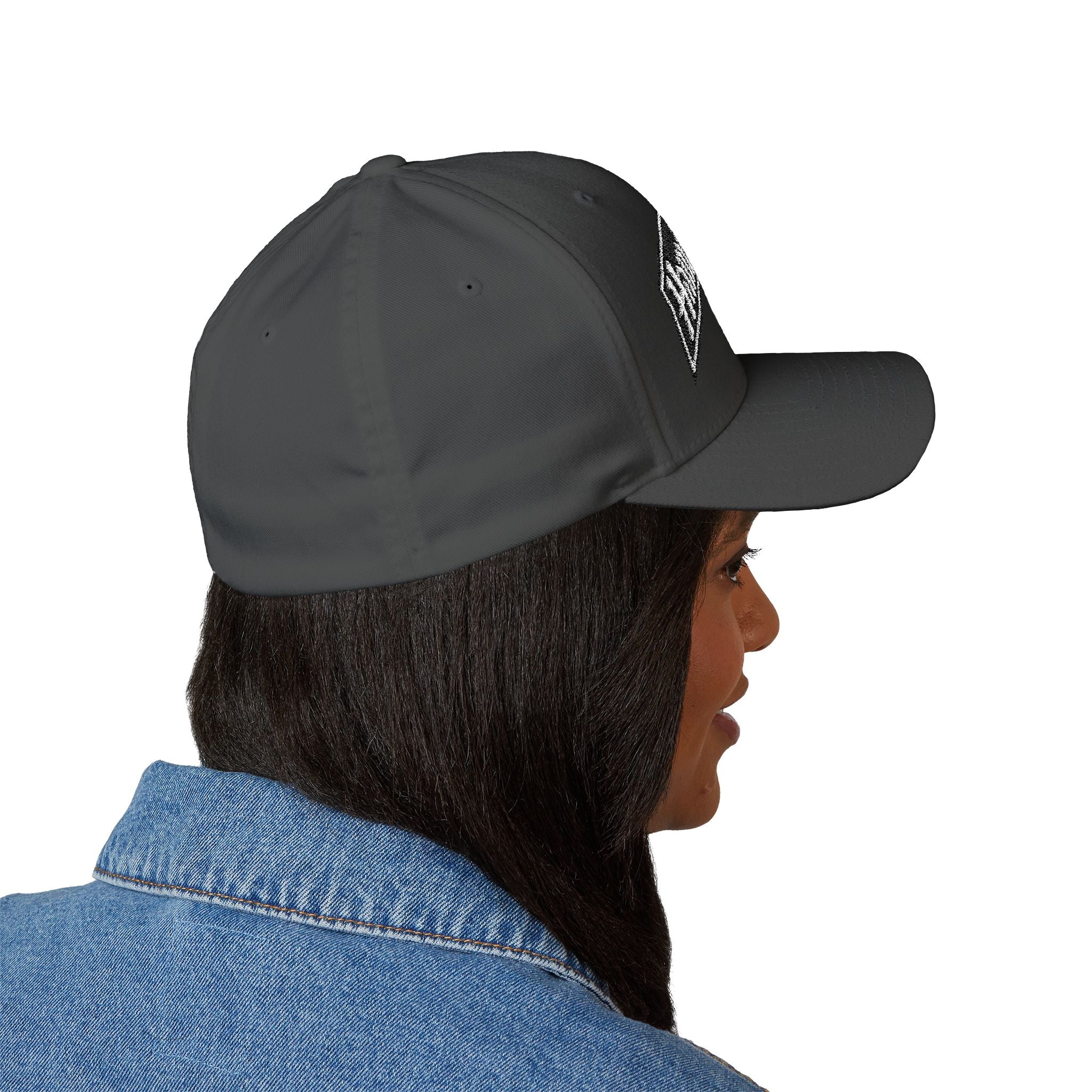 Hamilton Apparel Embroidered Curved Patch Cap — White Structured Closed-Back Hat