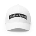 Hamilton Apparel Embroidered Curved Patch Cap — White Structured Closed-Back Hat