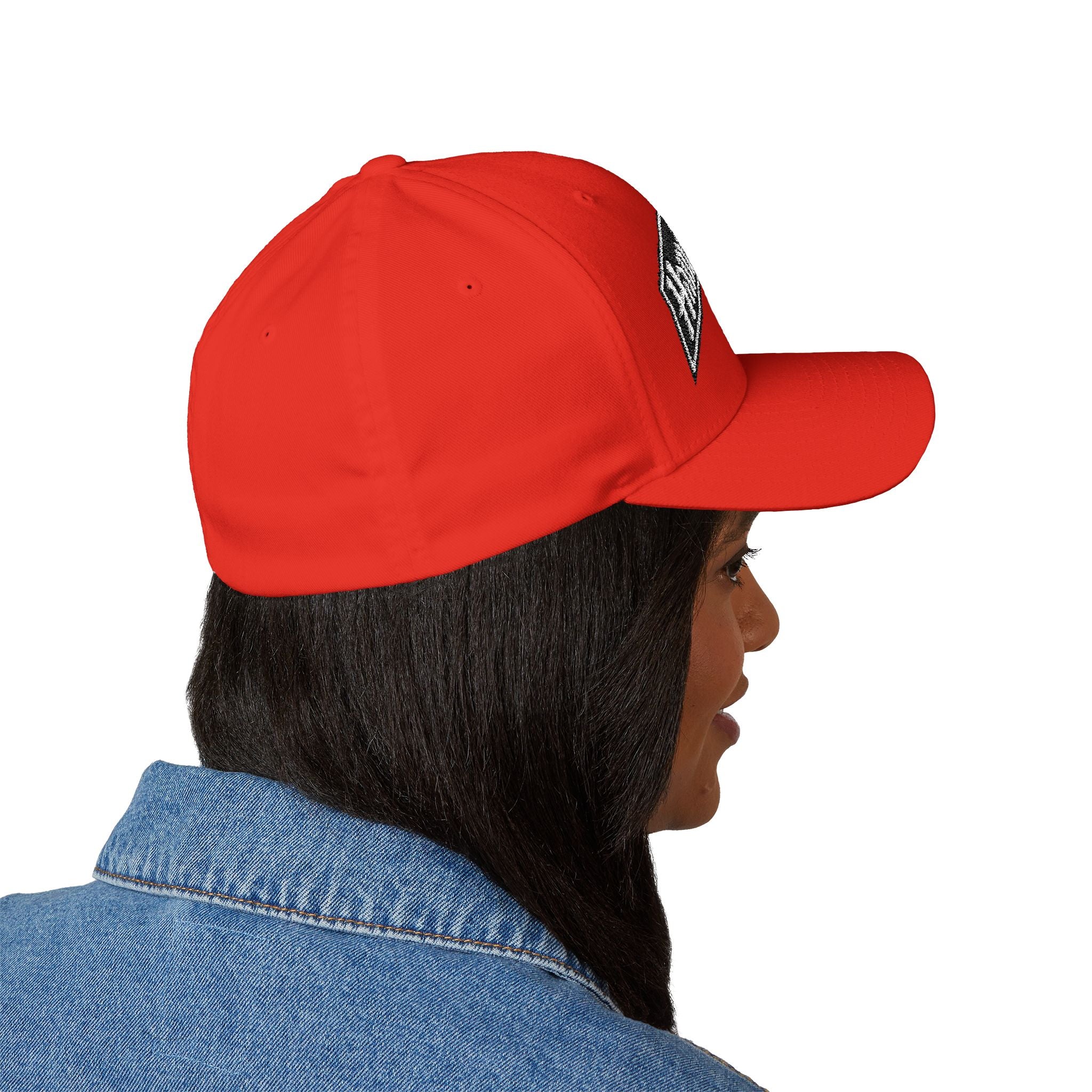 Hamilton Apparel Embroidered Curved Patch Cap — White Structured Closed-Back Hat