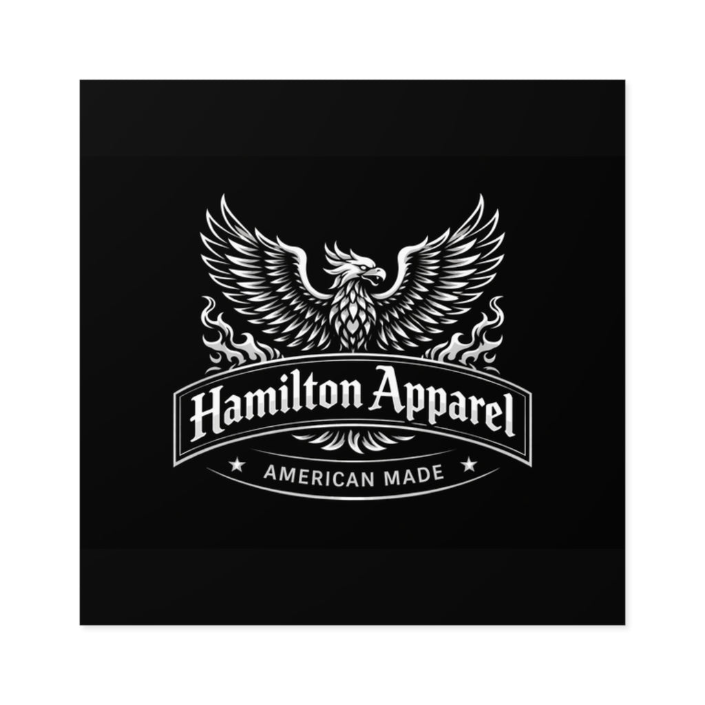 Square Sticker — Hamilton Apparel 'American Made' Phoenix Logo (Indoor/Outdoor)